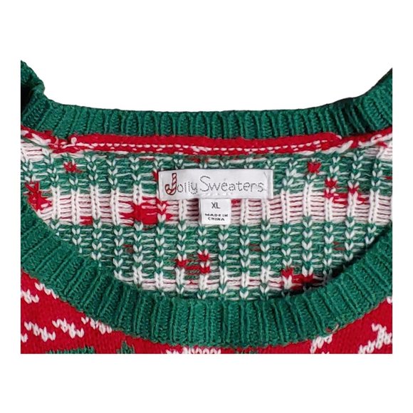 Ugly Christmas Sweater Women's Extra Large Red Reindeer Holiday Grandma Pullover - Picture 3 of 9